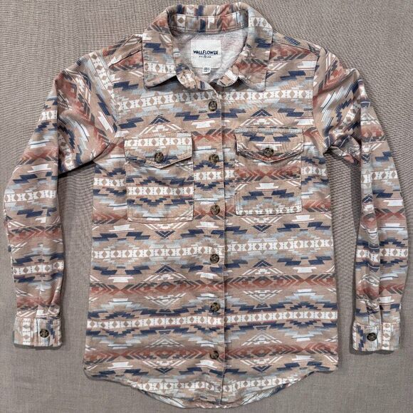 Wallflower Aztec Print Button Down Shirt Women’s Small Long Sleeve Southwest - Picture 1 of 6